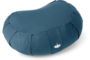 Lotuscrafts Zafu Meditationskissen Halbmond Siddha - Sitzhöhe 15cm - Yogakissen Halbmond mit Dinkelfüllung - Waschbarer Bezug aus Bio-Baumwolle - GOTS Zertifiziert