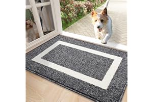 Homaxy Wycieraczka, nadaje się do prania, antypoślizgowa mata zatrzymująca brud, dywanik pod drzwi wejściowe, do wnętrz – 43 x 76 cm, czarna