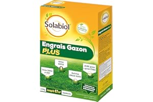 SOLABIOL Engrais Gazon Plus - 3,5 kg - Granulés - Jusqu'à 87m² - Nutrition Longue Durée - Gazon Dense & Vert - Action Rapide - Utilisable En Agriculture Biologique SOGAZPLUS35