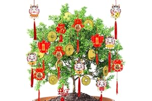 Mauts Chinese New Year Decorations 2024 Ornaments Chinese Knot Pendant Red Hanging Ornaments,Lucky Fu Pendants for New Year Home tree Car ornaments (Red, 44)