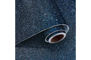 VaryPaper Papier Peint Paillettes Noir et Bleu 40cmx200cm Papier Collant pour Meuble Rouleau Adhesif Decoratif Papier Peint Autocollant Mural Salon Chambre Papier Vinyle autocollant Armoire Bricolage