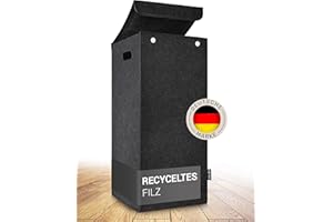 MAHEWA® Wäschekorb mit Deckel aus Filz - Großer 80 Liter Filz Wäschesammler - Raumspar Wäschesortierer faltbar - Wäschetruhe Wäschetonne Wäschesack mit Deckel (Anthrazit)