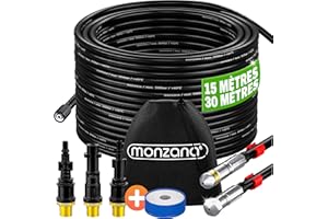 MONZANA® Tuyau déboucheur canalisation Premium 30m 200 bar 3 embouts 2 buses Kärcher K2 K3 K4 K5 K6 K7 nettoyeur haute pression universel tuyau nettoyage furet