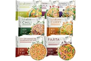 ‎LIVEFRESH LiveFresh vegane Fertiggerichte Probierpaket | 7 x 400g verschiedene Feriggerichte | Low Carb Lebensmittel | Viel Protein und nur 360 kcal pro Portion | Schnell zubereitet | Schonend schockgefrostet
