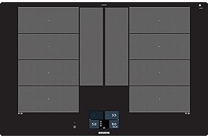 Siemens EX801KYW1E płyta kuchenna 79,2 cm, kompatybilna z Smart Home Connect/VarioInduction Plus/VarioMotion/Plus czujnik gotowania z 5 poziomami temperatury, kolor czarny