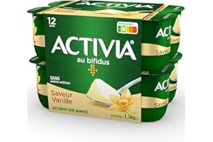 Activia Yaourt au Bifidus Saveur Vanille, 12 x 125g