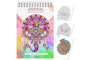 ‎FINOLY Finoly Kolorowanka Mandale Dla Dorosłych nie Przebijają Atramentu | Mandale Dla Dorosłych 30 Ilustracji | Kolorowanki Dla Dorosłych Zwierząt A4 | Papier Premium Oprawa Spiralna (Dzien)