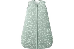 FIEMOL Schlafsack Baby 2.5 Tog 0-6 Monate, Winterschlafsack Baumwolle Neugeborenen Wearable Decke für Mädchen Junge, Warm 2-Wege-Reißverschluss Schlummersack 67cm Dinosaurier