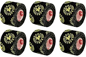 Goat Tape Scary Sticky Premium Athletic Tape, Weightlifting Tape, Thumb Tape for Hook Grip, Sticks with You Through the Toughest Fitness Workouts and Lifts, Black/Yellow, 6 Rolls