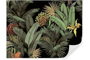 GENERIC Tapeko - Carta da parati jungle, tropicali, fotomurali premium 260x180 cm, stile 3D giungla, tropici, palme, foglie, alberi, pietra, carta da parati 3d per camera letto, soggiorno, verde u79699