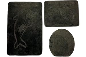 Ilkadim Delphin Badgarnitur 3 TLG. Set 55x85 cm einfarbig, WC Vorleger ohne Ausschnitt für Hänge-WC (anthrazit)