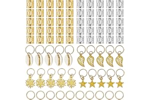 XCZYN 80pcs Dreadlocks perline anelli treccia capelli clip serrature paura intrecciatura dei capelli polsini metallici accessori per la decorazione gioielli argento e oro unisex (Oro, argento)