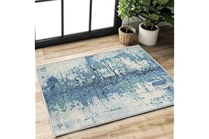 ASIinnsy Dywan z krótkim włosiem, nowoczesny dywan do salonu, abstrakcyjny wzór, duży, miękki, antypoślizgowy, szary, dekoracja do salonu, sypialni, jadalni (niebieski atramentowy, 80 x 120 cm)