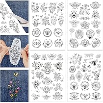 52pcs Water Soluble Stabilizer, Water Soluble Embroidery Stabilisateurs De Couture à La Main Avec Stabilisateur De Motifs De Fleurs Pré-Imprimés Pour Les Amateurs De Broderie à La Main (Lettre