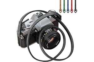 PADWA LIFESTYLE PADWA Black Genuine Leather Minimalist Camera Strap - 0.43" Double Layer Soft Cowhide Stitching,Minimalist Camera Straps for Mirrorless Digital Camera,Great Gift for Men & Women Photographers