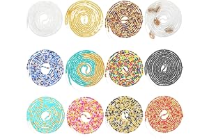 MTLEE 12 Pieces 60 Inch Handmade Waist Beads for Women African Belly Beads Chain Plus Size Waist Beads Colorful Belly Chain Jewelry for Women Summer Beach Waist Jewelry, One Size, glass and cotton