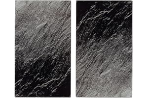 MTS Set of 2 Glass Chopping Boards - Stone Effect Design - Non-Slip Feet, Compatible with All Hob Types, Heat Resistant – Beautiful Hob Covers, Glass Worktop Savers for Kitchen