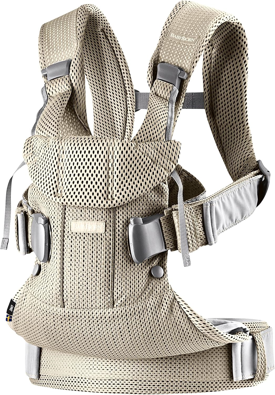 BabyBjörn Mochila Porta Bebé One Air, Malla 3D, Gris arena