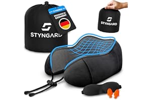 ‎STYNGARD STYNGARD Nackenkissen Reise aus Memory Foam - Nackenkissen Auto mit Schlafmaske und Ohrstöpsel für erholsames Reisen - Nackenkissen Flugzeug Modell Malmö