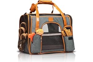 Tierhood - Torba dla psa, torba dla kota do 8 kg – [oddychająca] – torba transportowa do samochodu, pociągu, z paskiem do noszenia – torba do przenoszenia psa – torba do przenoszenia kota – torba