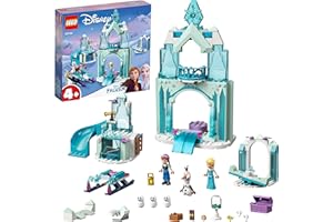 LEGO 43194 Disney Le Monde féérique d’Anna et Elsa de la Reine des Neiges avec château et poupées de Princesses, Enfant 4 Ans et Plus