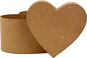 COUNTRY LOVE CRAFTS PAPIER MACHE Country Love Crafts Heart Box Papier Mache, Beige