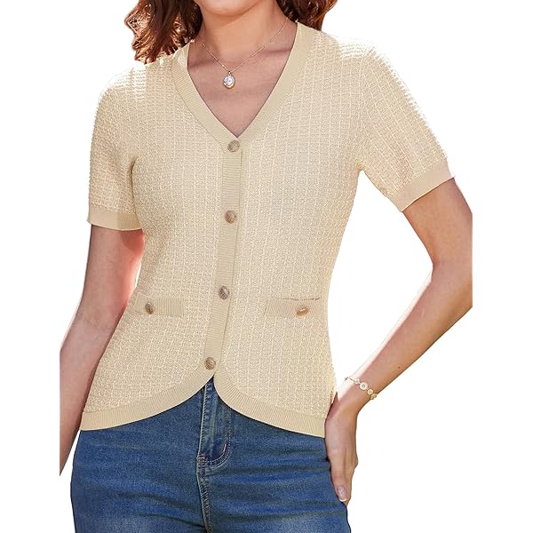 GRACE KARIN Cardigan à Manches Longues Boutonné En Tricot Torsadé Pour