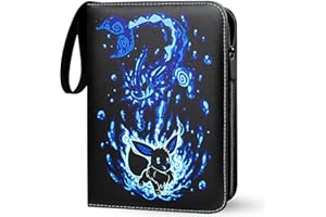 GCMUUP Karten Sammelalbum für Pokemon 400 Karten,Karten Heft Ordner Buch 4 Taschen 50 Seiten,Sammelkartenalben für Jungen Mädchen
