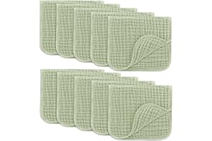 Comfy Cubs Muślinowe ściereczki do odbijania, 50 x 25 cm, 10 sztuk, duże, 6-warstwowe, bardzo chłonne, 100% bawełna, dla niemowląt, śliniak i bałagan, bezpieczny i delikatny zestaw ściereczek dla