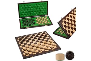 Duże Podróżne Warcaby | Master Of Chess | Drewniana Składana Szachownica 39 cm | Ręcznie Wykonany Zestaw Warcabów dla Dzieci i Dorosłych