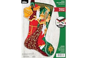 Bucilla Felt Applique 18" Stocking Making Kit, Treasure of Kings, Perfect for DIY Arts and Crafts
