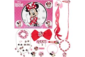 Get Trend Disney Minnie Mouse Calendrier de l'Avent 2025 Fille, Accessoires Cheveux et Bijoux Collier Bague, Barrettes Chouchou, Cadeau Fille (Rose Minnie Mouse)