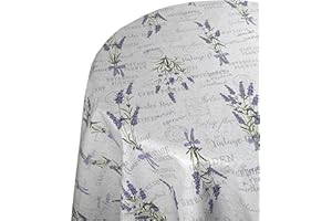 ‎DECOHOMETEXTIL HEIMTEXTILMANUFAKTUR Wachstuchtischdecke Wachstuch Tischdecke Gartentischdecke Rund Oval Lavendel Provence Rund 120 cm abwaschbare Wachstischdecke