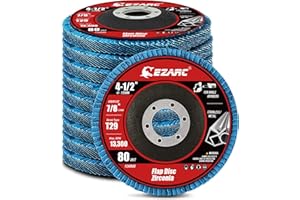 EZARC Disco de Láminas Ø 115mm x 22 mm, 10 Piezas Grano 80 Discos Abrasivos Profesionales para Metal o Madera para Amoladora Angular
