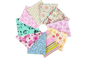 Craftido -43 Opciones- 100% Algodón Acolchado Tela Bundles 10pcs Fat Quarters 18”x21”(46x53cm) -Peso Medio 5.2oz- para Acolchar, Proyecto de Costura, Patchwork, DIY Manualidades - Floral