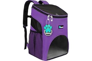 PetAmi Premium Pet Carrier Backpack for Small Cats and Dogs | Ventilated Design, Safety Strap, Buckle Support | Designed for Travel, Hiking & Outdoor Use (Purple)