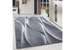 HomebyHome dywan o krótkim włosiu do salonu, dywanik bieżnik, cienisty wzór, szaro-czarny melanż, wymiary: 120 x 170 cm