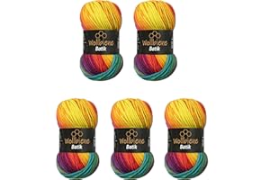 WOLLBIENE 5 gomitoli di lana Batik da 100 g, 500 g, con gradiente, multicolore (5910 arcobaleno)