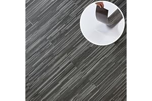 NOVECRAFTO Self Adhesive Floor Planks - 7 Pack Cover 10.47 sq ft / 0.97 sqm - Vinyl Flooring Set - Peel and Stick Tiles - 36x5.98 in (91.4x15.2cm) - Grey Bathroom Floor Tiles - Dark Shadowline Flow Wood Effect