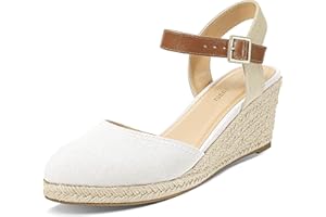 PIZZ ANNU Sandalias Mujer Verano Alpargatas con Cuñas de Esparto y Punta Cerrada Plataforma Espadrilles Zapatos Tacón Novia Boda Elegantes EU 37-42