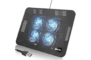 KLIM Serenity + Laptop Cooling Pad for Laptop + 11 to 15.6 inches + Perfect for Small and Medium Laptops + Stable and Sturdy Metal Grid + Silent Laptop Cooling Stand + Black