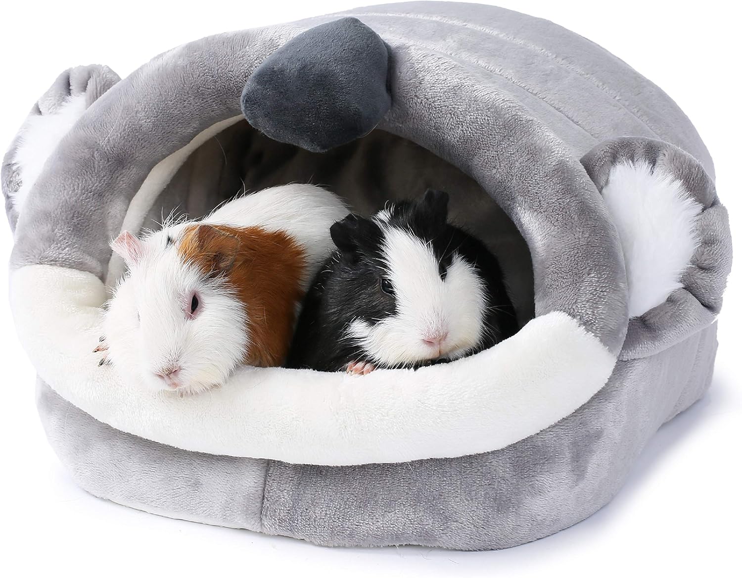 JanYoo Cama cálida de conejo para conejos, jaula al aire libre, escondite, cabaña, tienda de campaña, túnel de cueva, bonita casa, de algodón, lavable, color gris invierno (XL, koala)
