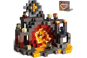 KIDCHEER Blocs Magnétiques pour Enfants 100 Pièces – Ensemble de Blocs Fantaisie Noire, Blocs Aventure Volcan Cadeau pour Enfants, Jeu de Blocs Éducatif pour Garçons et Filles à Partir de 3 Ans