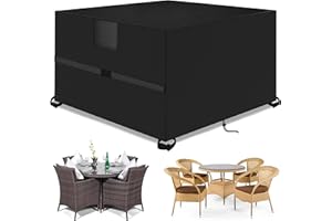 KIAMXNE Outdoor Garden Furniture Covers,125*125*74cm,Waterproof with Air Vent, 420D Heavy Duty Oxford Fabric,Patio Furniture Cover for outside Rectangle,Rectangular Table and Chair Set, Rattan Furniture Set