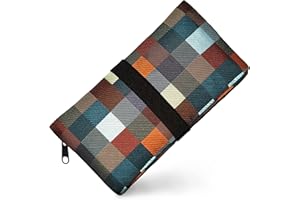 PG MASK GUGGIARI® Blague à Tabac en Tissu Doux avec Compartiments Pratiques pour: Filtres Tips, Papier à Rouler et Briquet – Pochette pour Sachet de Tabac à Rouler de 30/50 g (Multicheck)