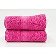 Lex's Linens Pack of 2 100% Combed Cotton Hot Pink Hand Towels