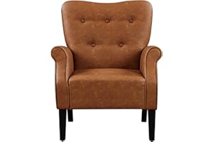 Yaheetech Fotel wypoczynkowy, tapicerowany fotel z łukowatymi podłokietnikami, fotel klubowy, wygodny fotel do odpoczynku z szerokim siedziskiem, fotel podłokietnikowy