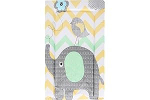 Babycurls Baby Changing Mat with Foam Raised Soft Edges for Babies from Birth Upwards Wipe Clean and Waterproof Nappy Change Pad 76 x 45cm (Elephant Chevron)