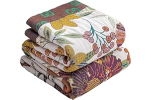 ‎HOORDRY HOORDRY Tagesdecke Bettüberwurf 200x230 cm 100% Baumwolle Boho Decke,Baumwolldecke als Bett-Überwurf,Couch-Überwurf,Sofa-Überwurf,Doppelseitig gewebte tagesdecke mit Muster,Blume