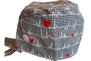 AQOS | Gorros quirofano mujer, hombre, quirurgico, enfermera, sanitario, para dentista, cirujano, con botones, para pelo largo y corto (Negro)